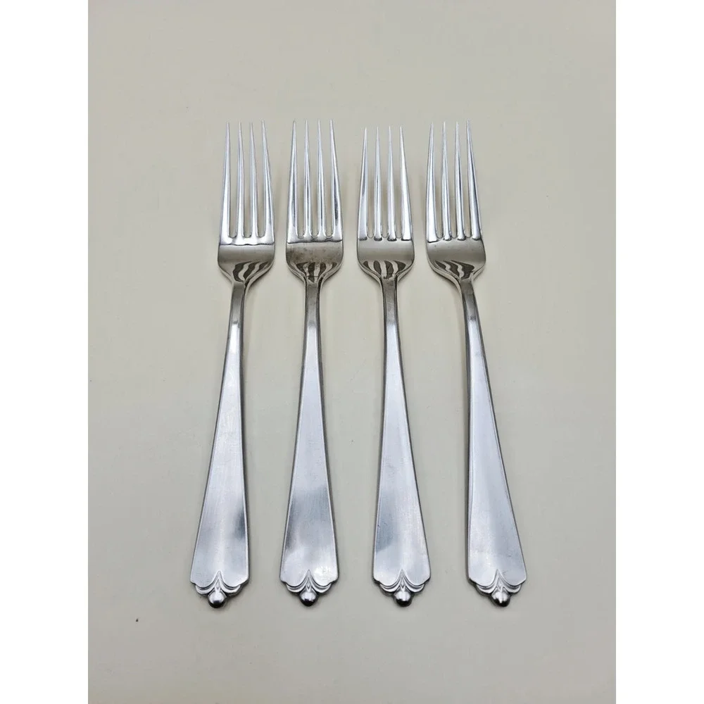 Wallace Lotus 18/8 Stainless Steel Set 4 Dinner Fork Flatware